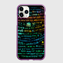 Чехол iPhone 11 Pro матовый Символы психоделика - нейронная сеть, цвет: 3D-фиолетовый