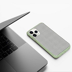 Чехол iPhone 11 Pro матовый Мелкая серая клетка, цвет: 3D-салатовый — фото 2