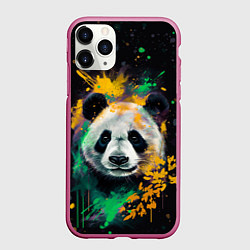 Чехол iPhone 11 Pro матовый Панда в желтом и зеленом - нейронная сеть, цвет: 3D-малиновый