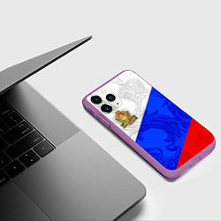 Чехол iPhone 11 Pro матовый Россия - пограничные войска, цвет: 3D-фиолетовый — фото 2