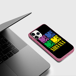 Чехол iPhone 11 Pro матовый NIRVANA - смайлы, цвет: 3D-малиновый — фото 2