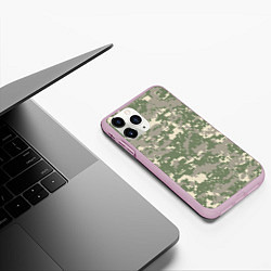 Чехол iPhone 11 Pro матовый Зелено - серый камуфляж, цвет: 3D-розовый — фото 2