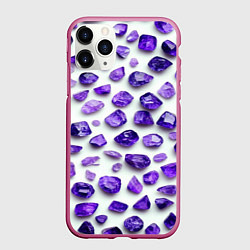 Чехол iPhone 11 Pro матовый Россыпь аметистов, цвет: 3D-малиновый