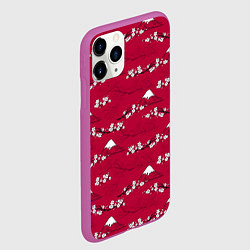 Чехол iPhone 11 Pro матовый Японский паттерн - цветение сакуры, цвет: 3D-фиолетовый — фото 2
