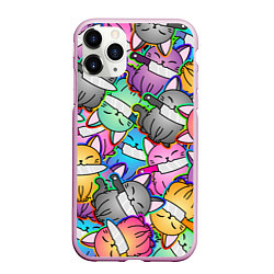 Чехол iPhone 11 Pro матовый Перенаселение котиков, цвет: 3D-розовый