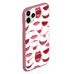 Чехол iPhone 11 Pro матовый Сладкие губы, цвет: 3D-малиновый — фото 2