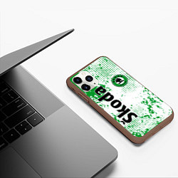 Чехол iPhone 11 Pro матовый Skoda auto logo, цвет: 3D-коричневый — фото 2