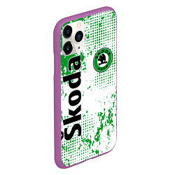 Чехол iPhone 11 Pro матовый Skoda auto logo, цвет: 3D-фиолетовый — фото 2