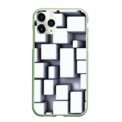 Чехол iPhone 11 Pro матовый Объемные белые плиты