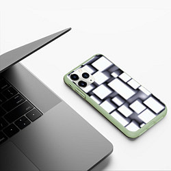 Чехол iPhone 11 Pro матовый Объемные белые плиты, цвет: 3D-салатовый — фото 2