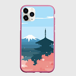 Чехол iPhone 11 Pro матовый Вид на Фудзияму - Япония, цвет: 3D-малиновый