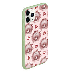 Чехол iPhone 11 Pro матовый Абстрактный цветок и трилистник, цвет: 3D-салатовый — фото 2