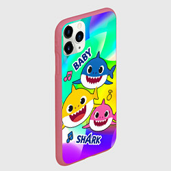 Чехол iPhone 11 Pro матовый Baby Shark Brooklyn and friends, цвет: 3D-малиновый — фото 2