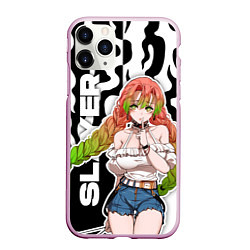 Чехол iPhone 11 Pro матовый Мацури - клинок - языки пламени, цвет: 3D-розовый