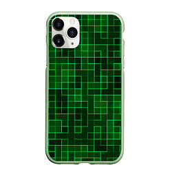 Чехол iPhone 11 Pro матовый Тетрис узор, цвет: 3D-салатовый