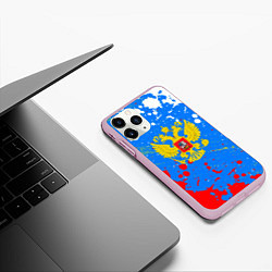 Чехол iPhone 11 Pro матовый Россия 2024 герб флаг, цвет: 3D-розовый — фото 2