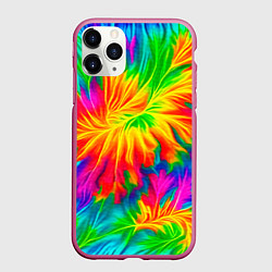 Чехол iPhone 11 Pro матовый Тай-дай кислотные краски, цвет: 3D-малиновый