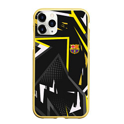 Чехол iPhone 11 Pro матовый ФК Барселона эмблема, цвет: 3D-желтый