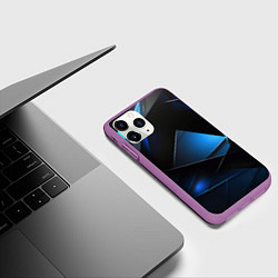 Чехол iPhone 11 Pro матовый Blue black texture, цвет: 3D-фиолетовый — фото 2