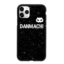 Чехол iPhone 11 Pro матовый DanMachi glitch на темном фоне: символ сверху, цвет: 3D-черный