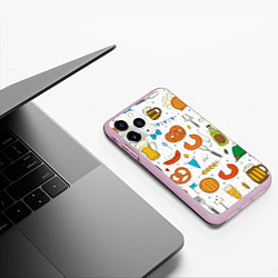 Чехол iPhone 11 Pro матовый Октоберфест - цветной дудл, цвет: 3D-розовый — фото 2