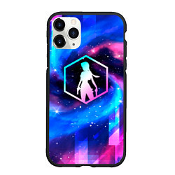 Чехол iPhone 11 Pro матовый Tomb Raider неоновый космос