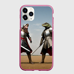 Чехол iPhone 11 Pro матовый Древний Рус против Ящера, цвет: 3D-малиновый