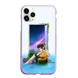 Чехол iPhone 11 Pro матовый Судзумэ закрывающая двери, цвет: 3D-светло-сиреневый