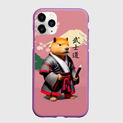 Чехол iPhone 11 Pro матовый Капибара - Бусидо - кодекс самурая, цвет: 3D-фиолетовый