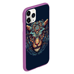 Чехол iPhone 11 Pro матовый Механический тигр, цвет: 3D-фиолетовый — фото 2