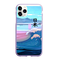 Чехол iPhone 11 Pro матовый Japan - landscape - waves, цвет: 3D-светло-сиреневый