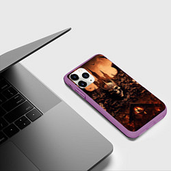 Чехол iPhone 11 Pro матовый Адский череп, цвет: 3D-фиолетовый — фото 2
