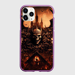 Чехол iPhone 11 Pro матовый Адский череп, цвет: 3D-фиолетовый