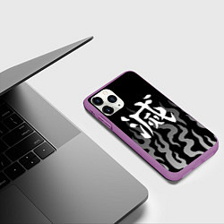 Чехол iPhone 11 Pro матовый Знак истребителей демонов - огонь, цвет: 3D-фиолетовый — фото 2