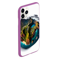 Чехол iPhone 11 Pro матовый Планета с одним островом, цвет: 3D-фиолетовый — фото 2