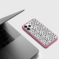 Чехол iPhone 11 Pro матовый Море глаз на белом фоне, цвет: 3D-малиновый — фото 2