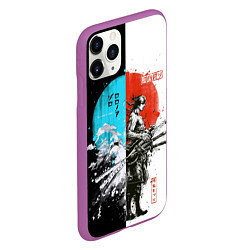 Чехол iPhone 11 Pro матовый Зоро в инверсии - One Piece, цвет: 3D-фиолетовый — фото 2