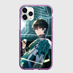 Чехол iPhone 11 Pro матовый Дань Хэн в общем вагоне, цвет: 3D-фиолетовый