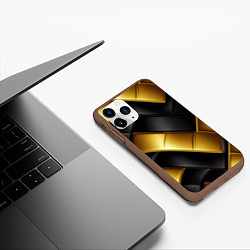 Чехол iPhone 11 Pro матовый Gold black luxury, цвет: 3D-коричневый — фото 2