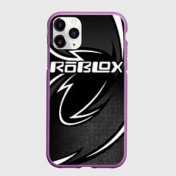 Чехол iPhone 11 Pro матовый Роблокс - белая линия, цвет: 3D-фиолетовый