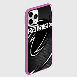 Чехол iPhone 11 Pro матовый Роблокс - белая линия, цвет: 3D-фиолетовый — фото 2
