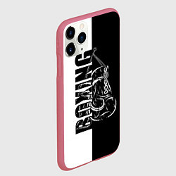 Чехол iPhone 11 Pro матовый Boxing чёрно-белое, цвет: 3D-малиновый — фото 2