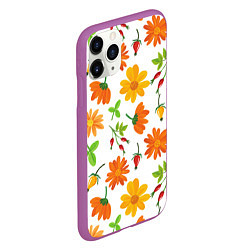 Чехол iPhone 11 Pro матовый Orange flowers, цвет: 3D-фиолетовый — фото 2