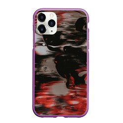 Чехол iPhone 11 Pro матовый Чёрные и красные волны, цвет: 3D-фиолетовый