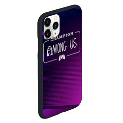 Чехол iPhone 11 Pro матовый Among Us gaming champion: рамка с лого и джойстико, цвет: 3D-черный — фото 2