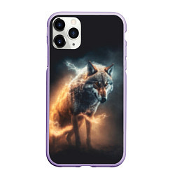 Чехол iPhone 11 Pro матовый Стихия волка, цвет: 3D-светло-сиреневый