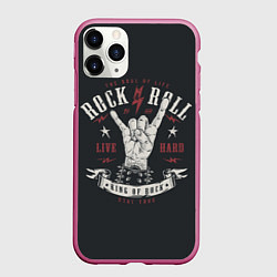 Чехол iPhone 11 Pro матовый Rock and roll - жест козы, цвет: 3D-малиновый