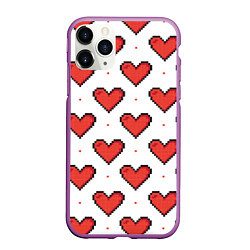 Чехол iPhone 11 Pro матовый Pixel heart, цвет: 3D-фиолетовый