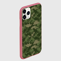 Чехол iPhone 11 Pro матовый Камуфляж из динозавров, цвет: 3D-малиновый — фото 2