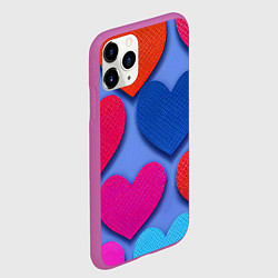 Чехол iPhone 11 Pro матовый Паттерн сердечки, цвет: 3D-фиолетовый — фото 2
